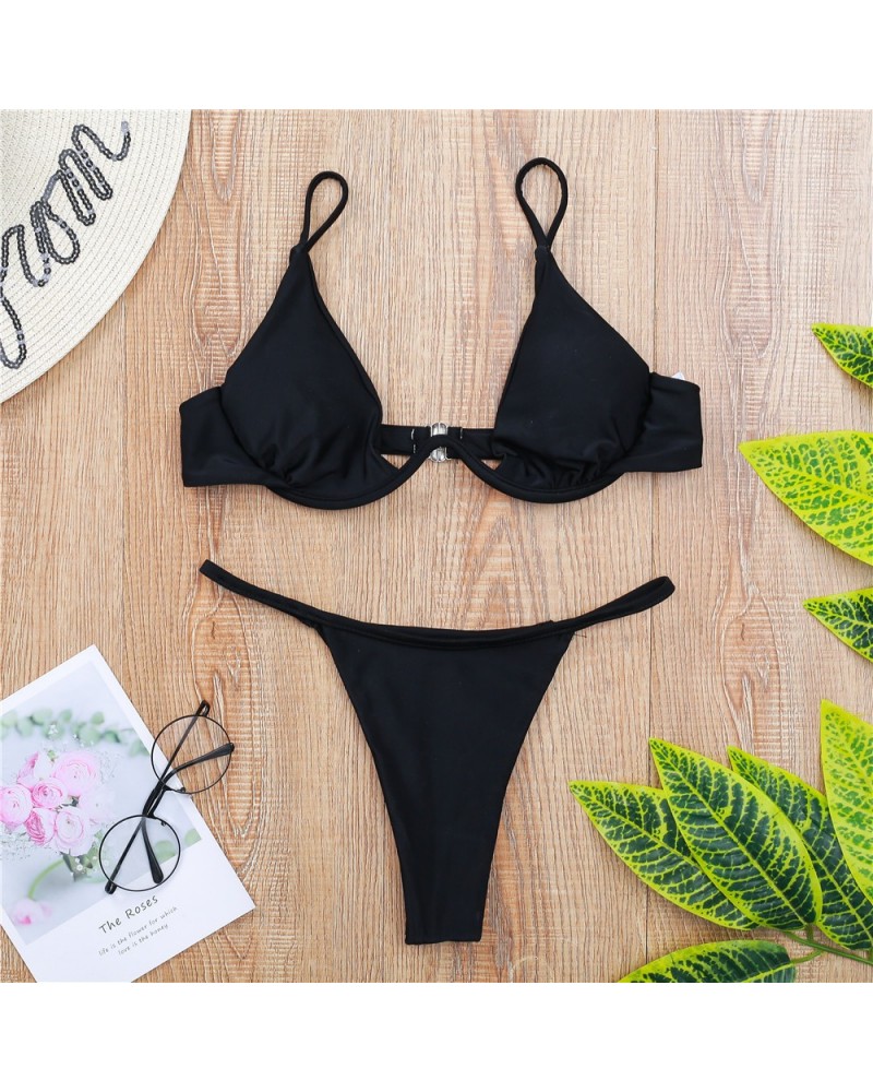 Bikini Atractivo Con Aros Traje De Ba O De Color S Lido Para Mujeres